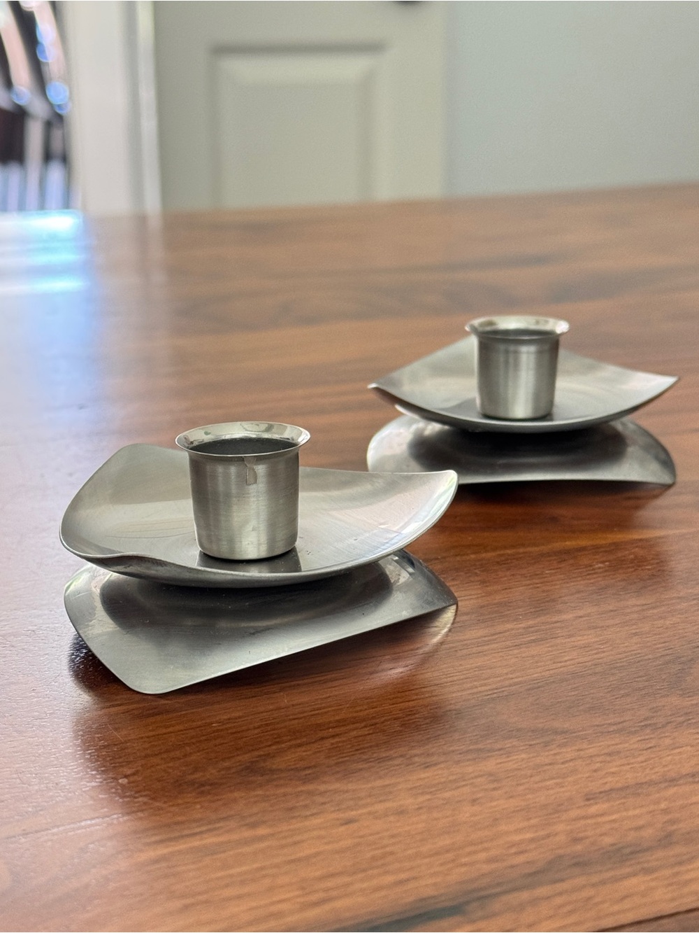 Mid century modern MCM 1970s Two Sculptural Candle Holders Avon New York